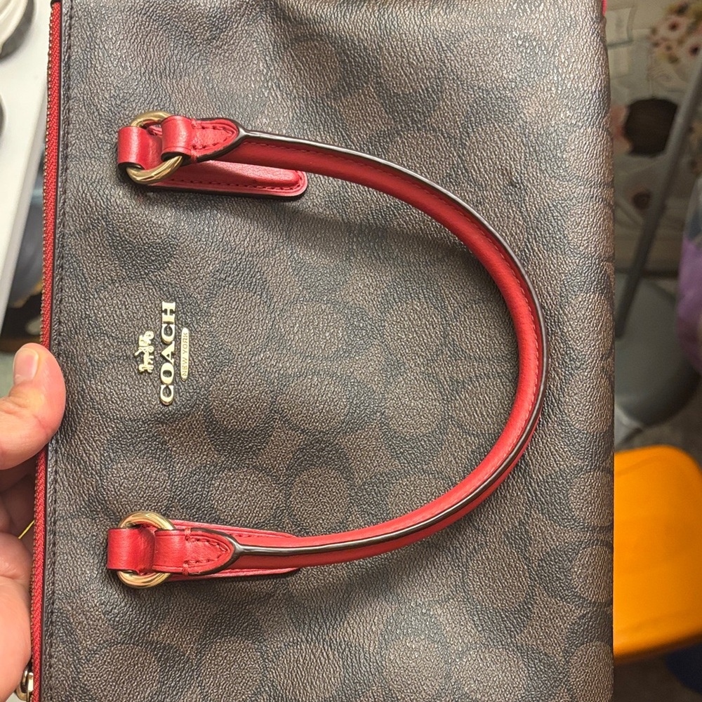 Coach Brown and Red Satchel